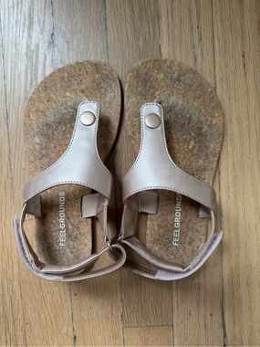 Feelgrounds Metallic Rose Gold Cork Sandals